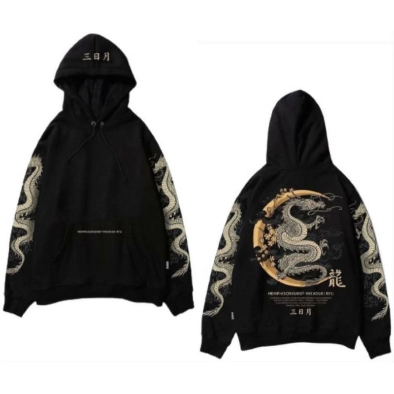 Sweater Hoodie Pria Ryu Japan Motif Naga/Suiter Cowok & Cewek Motif Terbaru