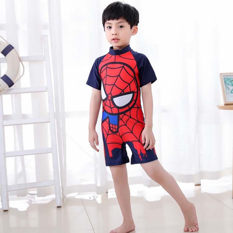 Baju Renang Anak Laki-laki Karakter Superhero Lengan Pendek Baju Renang Import