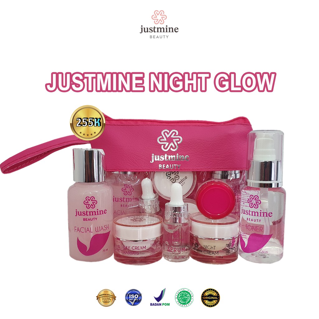 Justmine Beauty Skincare Paket Glowing night glow Acne Jelly Mencerahkan wajah BPOM COD-Night Glow