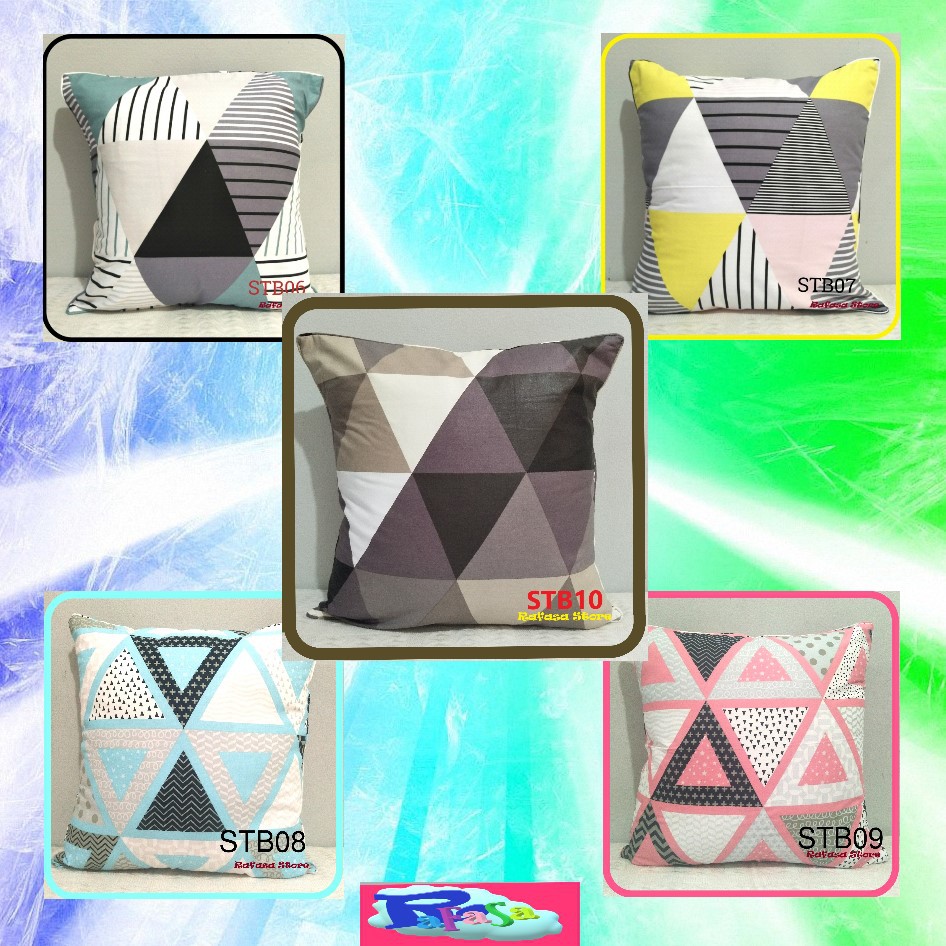 UKURAN 40 50 60 70 SARUNG BANTAL SOFA / KURSI PREMIUM MOTIF SEGITIGA BESAR (STB01)