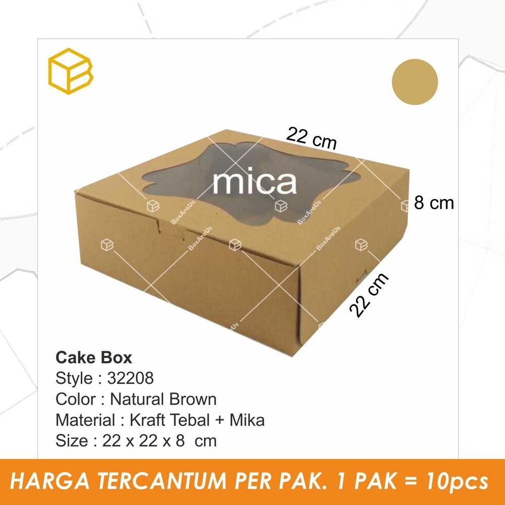 

Cake box, dus, kotak, packaging, kotak kue, multipurpose box, gift box - 32208 BROWN (10pcs) (KODE Y