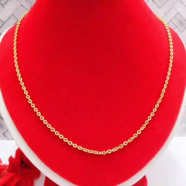 Rantai kalung titanium lapis mas,