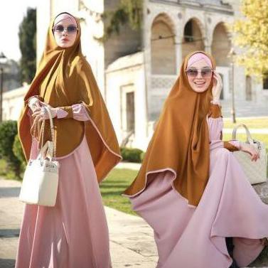 Aulia Fashion Gamis Dress Muslim Wanita Aleya Pink Olive - XS