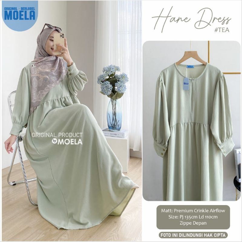 Aura Hane Dress Gamis Jumbo Polos Allsize Busui Premium Crinkle Airflow Original Ori Moela Berlabel-Hane tea