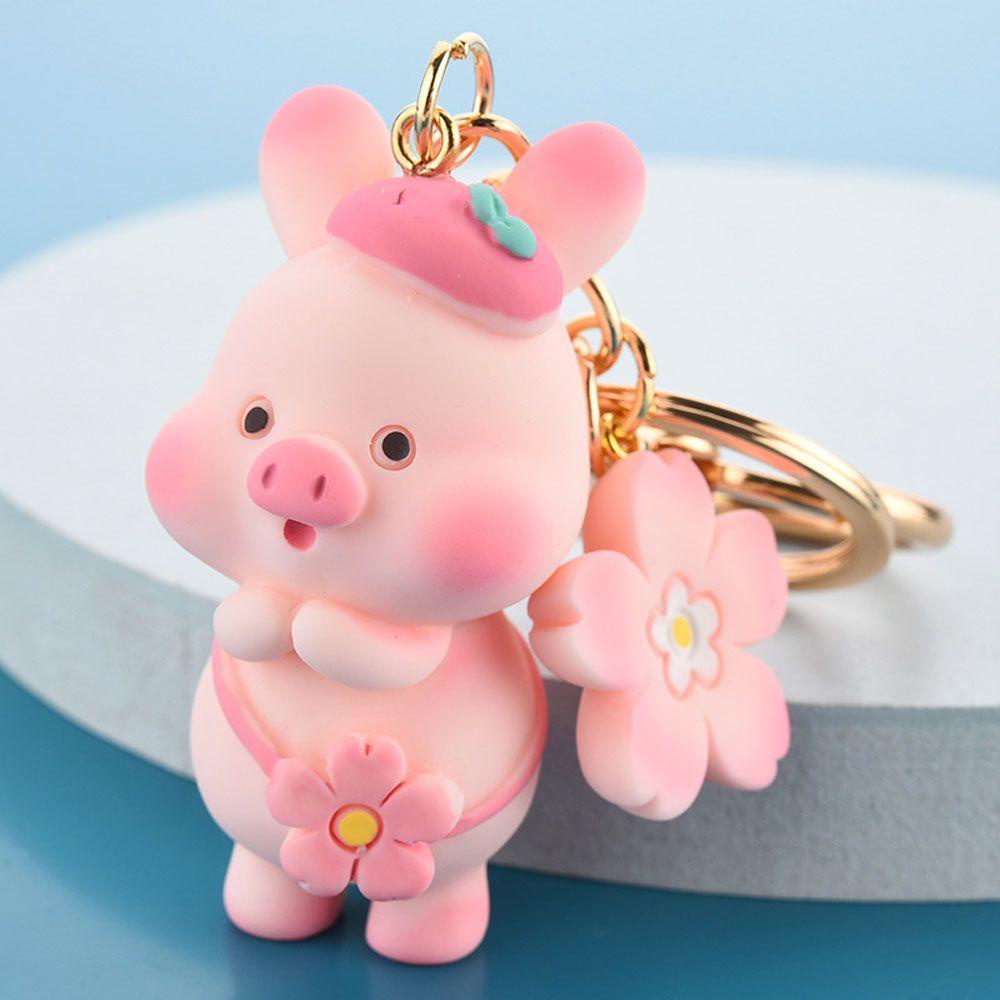 Lily Keyring Backpack Pink Piggy Liontin Lucu