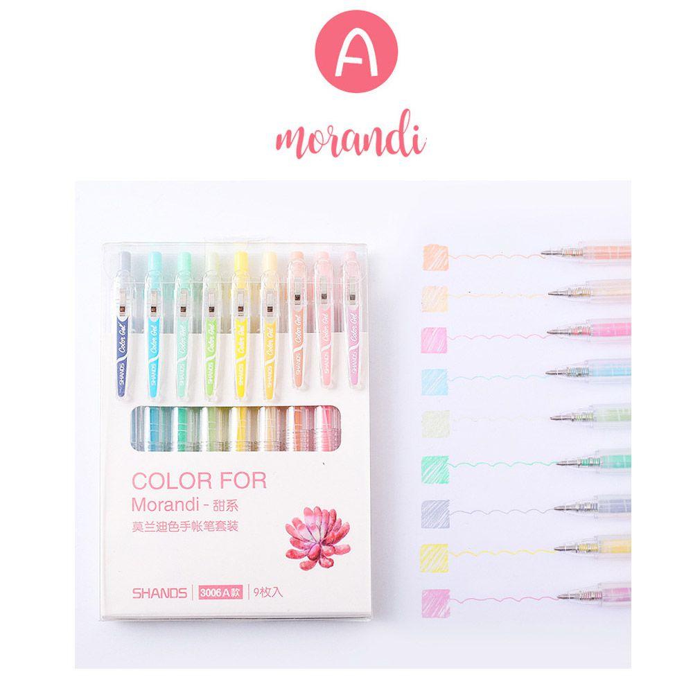 Preva 9pcs/Set Gel Pulpen Set Hadiah Kreatif Alat Tulis Alat Tulis Press Type Marker