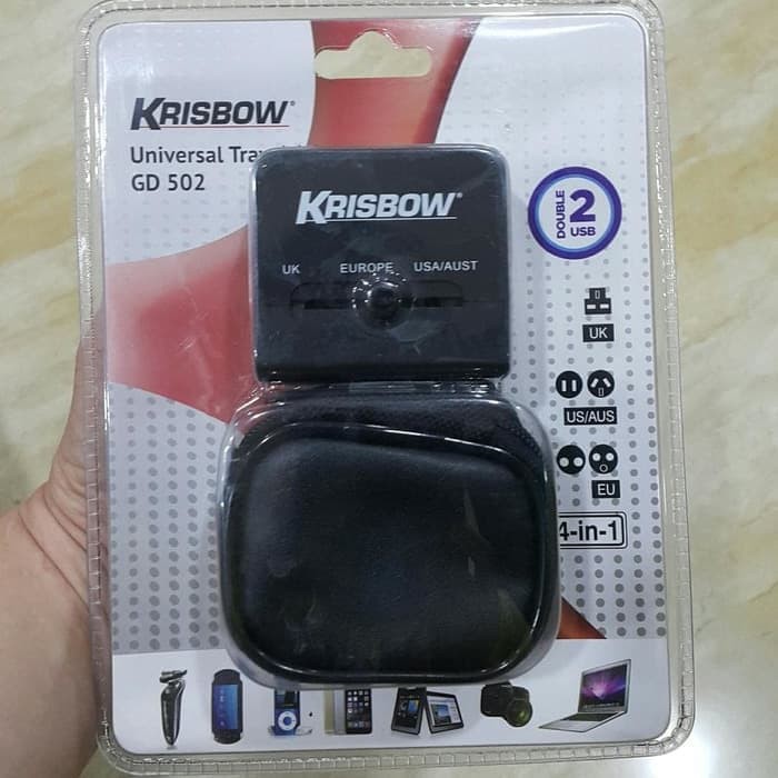 Krisbow Travel Adaptor - Hitam