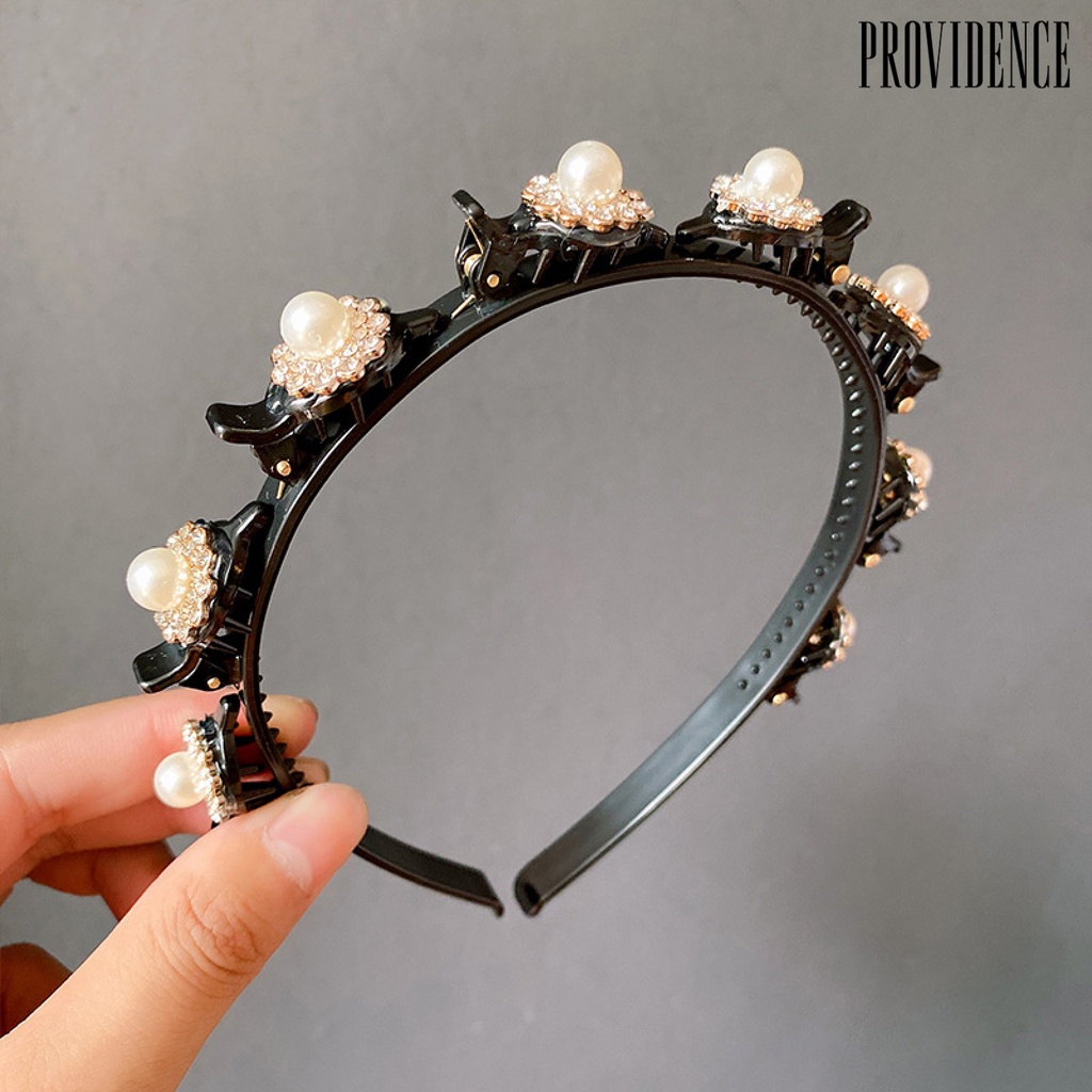 Providence Faux Pearl Eight Small Clips Headband Resin Double Layer Non-slip Bangs Clip Hair Hoop Hair Accessories