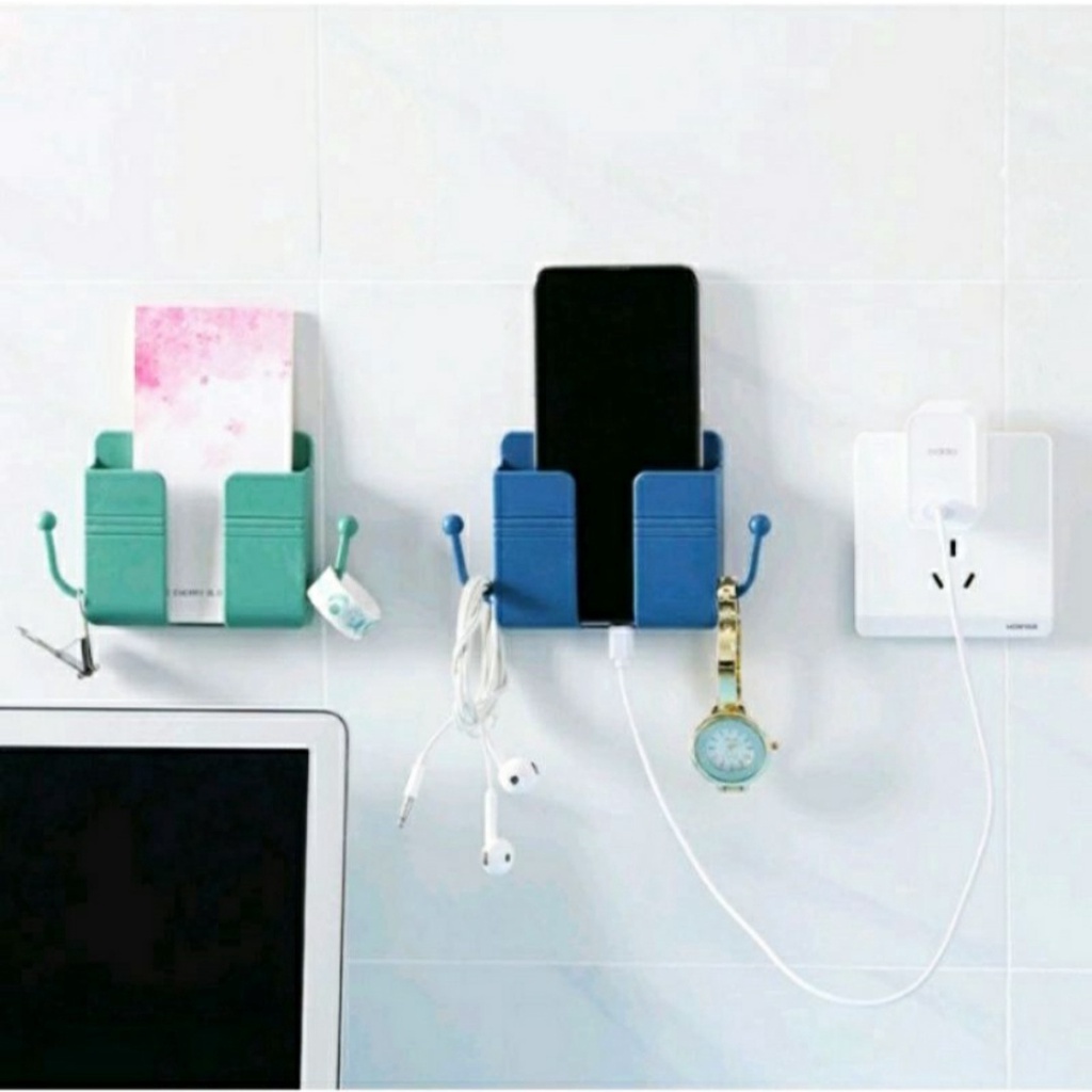 Tempat Cas HP Remote TV Remote AC Dinding ada tempat gantungan