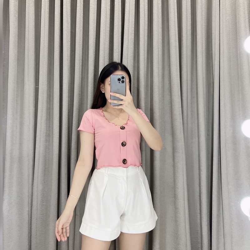 Yoan button crop top | Crop top kancing spdx | Atasan wanita crop