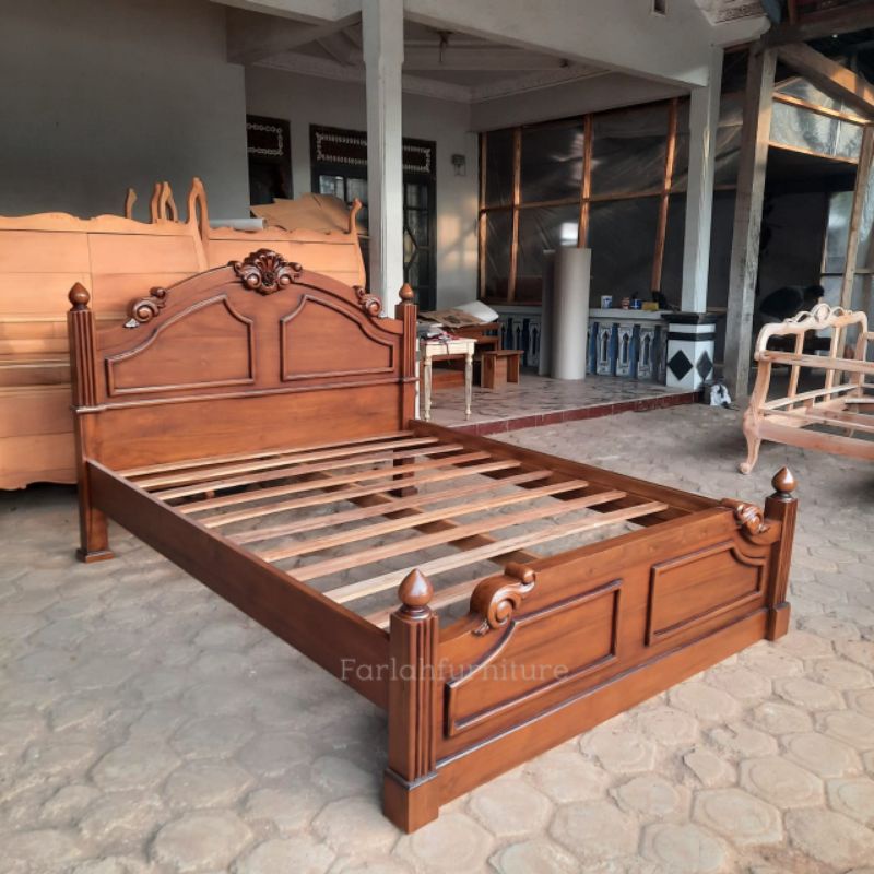 DIPAN UKIR KAYU JATI BED DIVAN MODERN TEMPAT TIDUR RANJANG UKIRAN