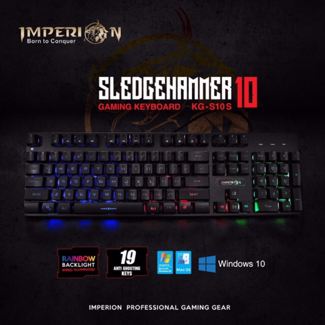 Keyboard Gaming RGB Imperion Sledgehammer 10  KG-S10B Rainbow Backlight full size