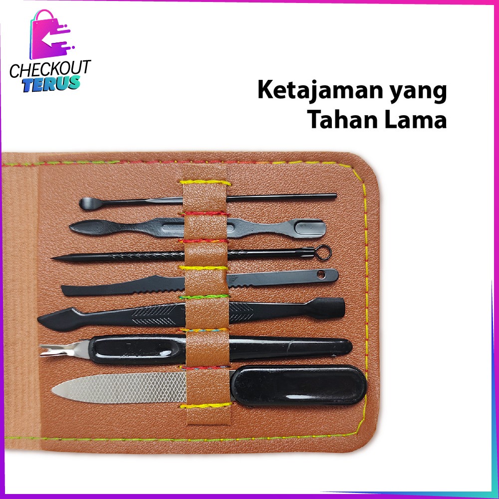 CT K111 Alat Menicure Pedicure Set 12 Pcs Perawatan Kuku Bahan Stainless Steel Set Gunting Kuku Dan Pinset Free Pouch