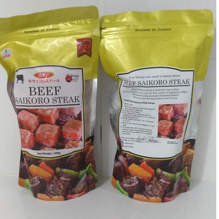 

Saikoro Cubic Beef Steak Wagyu Premium Quality 500gr