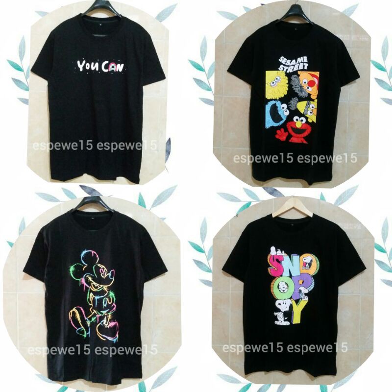 Atasan Kaos Mickey Sesame Street Snoopy Bunga