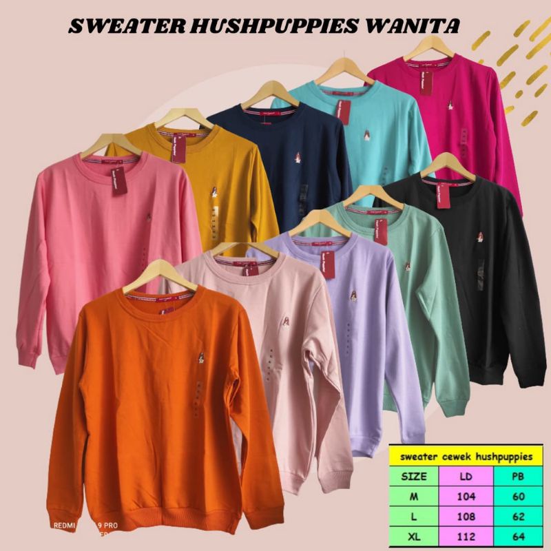 SWEATER HUSH PUPPIES CEWEK REMAJA/DEWASA LOGO BORDIR