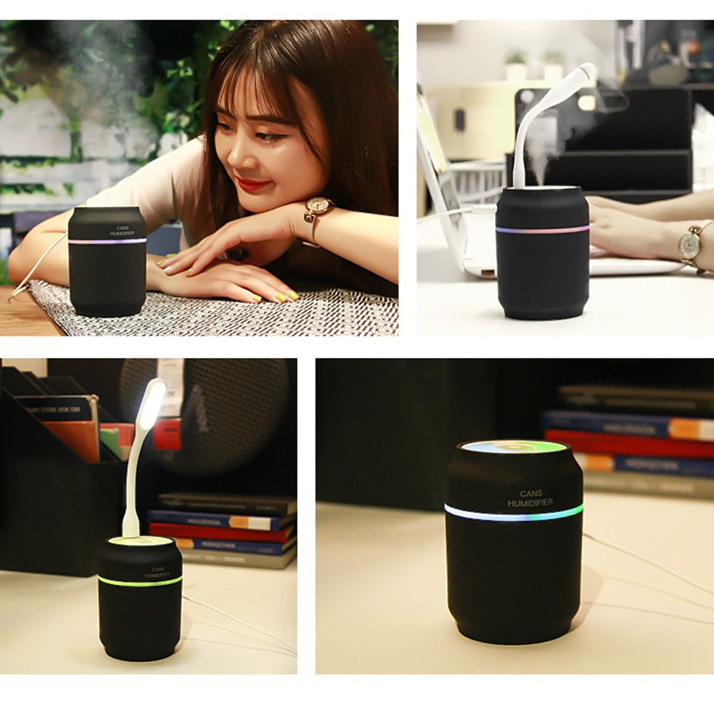 3 in 1 Mini Cute USB Can Shape (Botol Kaleng) Humidifier 7 Color LED Night Light Diffuser - 200ml