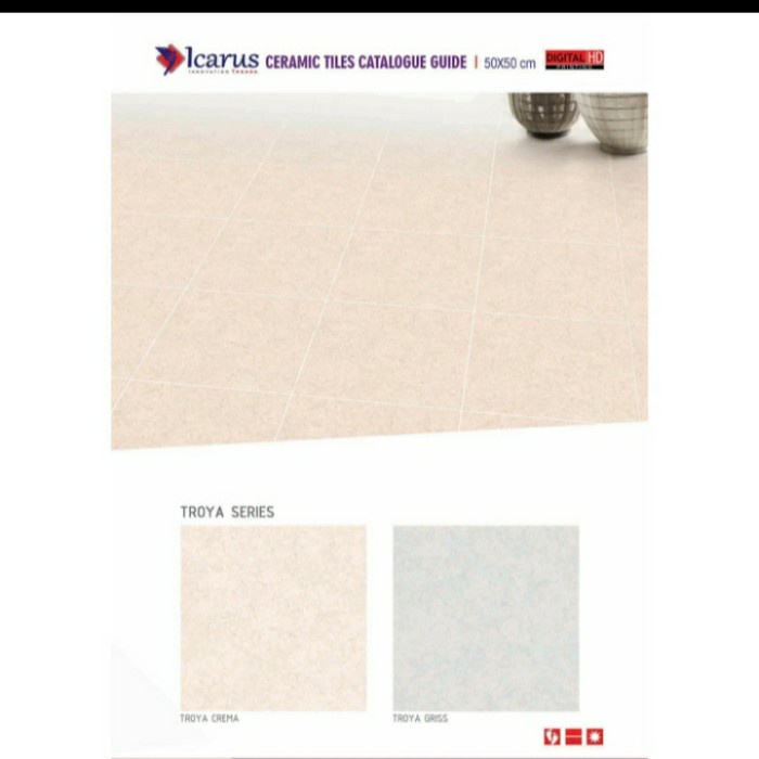 Icarus Keramik Lantai / Keramik Polos Troya Series Troya Griss Troya Crema 50X50 - Griss