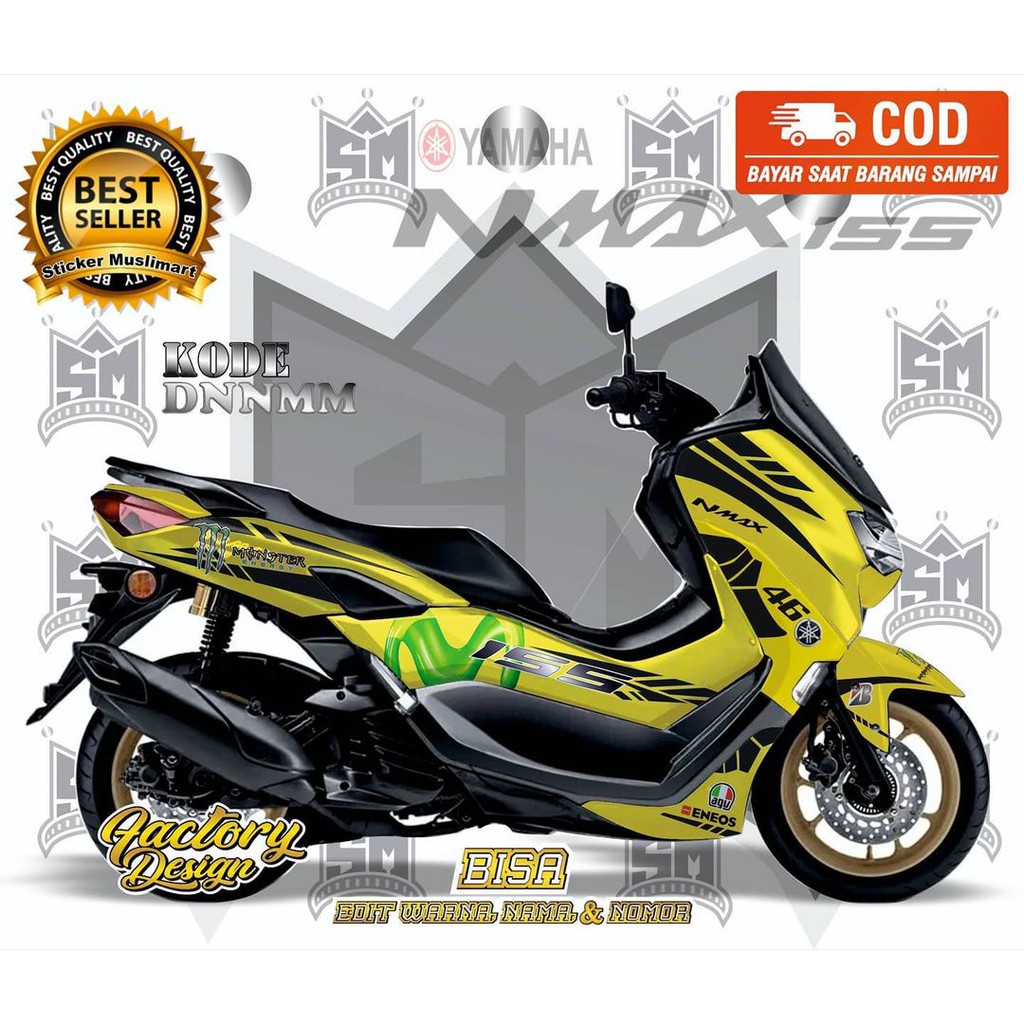 Sticker decal full body Yamaha Nmax Monster Energy Kuning Gelap