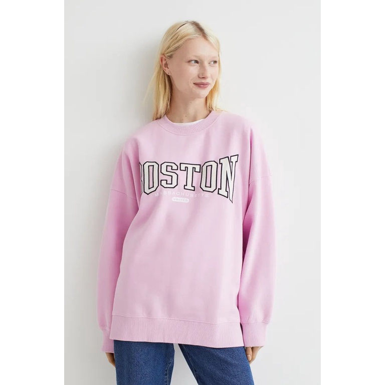 Crewneck H&amp;M BOSTON Pink ORIGINAL 100% Fulltag Sweater HnM BOSTON SOFT PINK