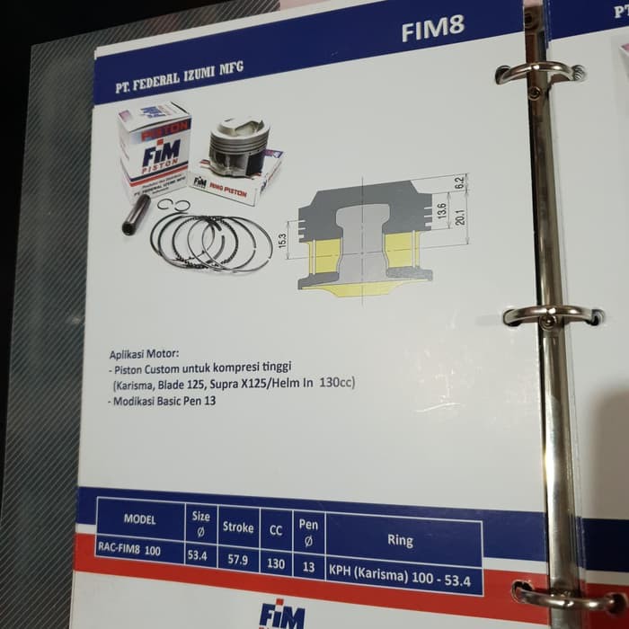 Piston Seher Kit Fim Izumi Fim8 Racing Diameter 53.4 Honda Pin 13 Wl92040