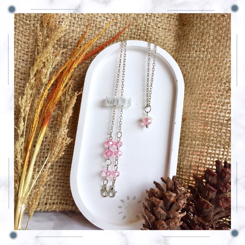 Strap masker 2in1 - tali masker hijab - kalung masker-lanyard mask crystal kristal-rantai masker  [K