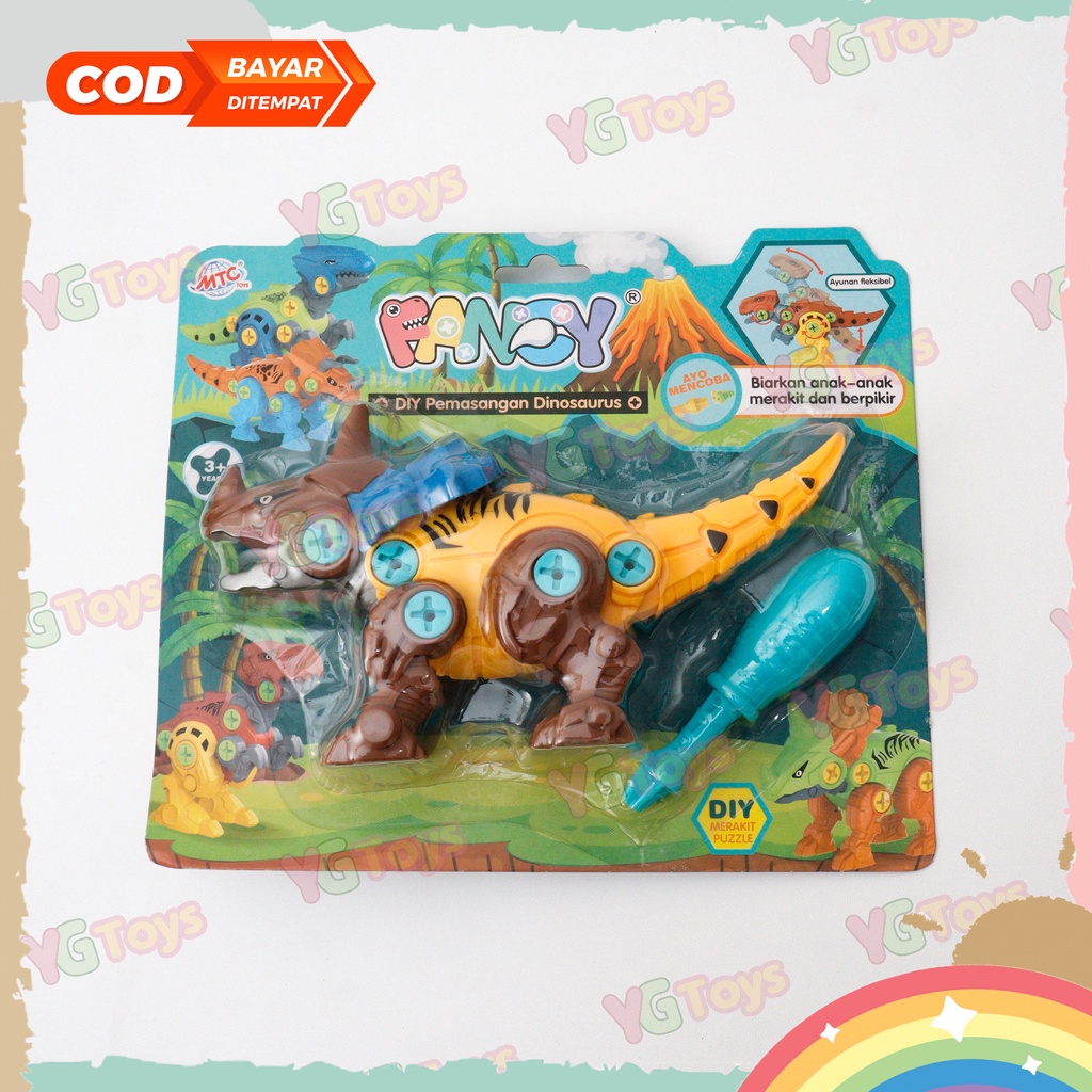 YGtoys Mainan Dinosaurus DIY Bongkar Pasang Dino Assembly Puzzle Edukasi Edukatif