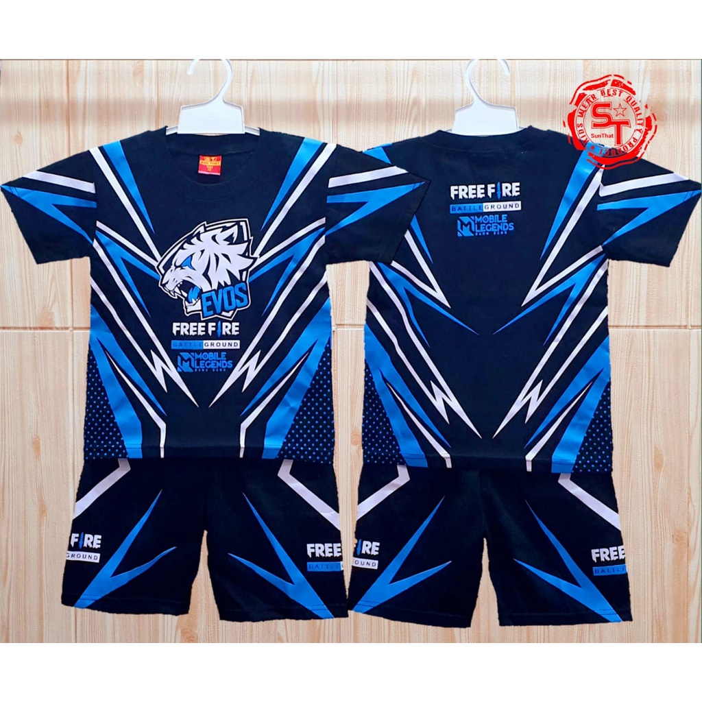 stelan baju anak motif cst ff evos/lengan pendek