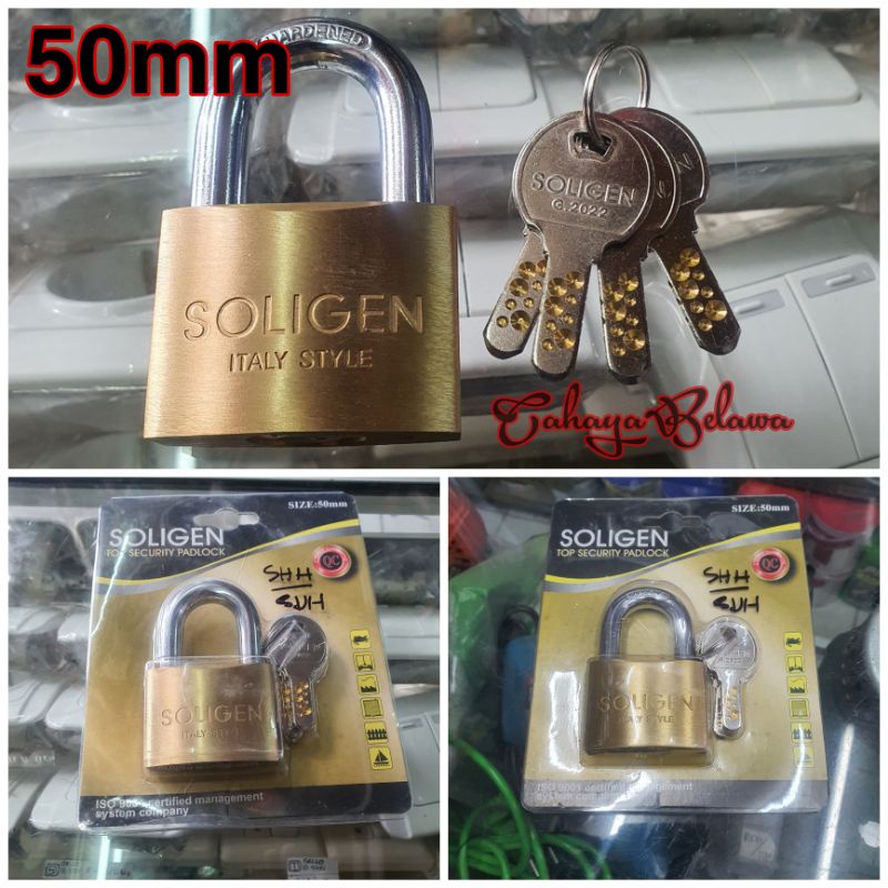 Gembok SOLIGEN 50MM Kuningan Asli - Gembok