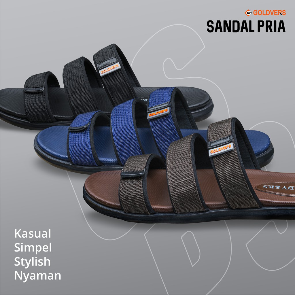 DISTRIBUTOR TAS Sandal Pria Original GOLDVERS Sandal Casual Pria Kekinian Sandal Slop Pria outdoor