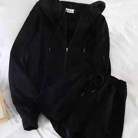 BEFAST - ZEC Setelan JIHYO / Set Jaket Hoodie / Setelan Wanita Jaket / Set Wanita Bisa Untuk Olahraga / Set Atasan Sweater+Celana Pendek / Setelan Santai / Setelan Kekinian Remaja / Set Terlaris / Setelan Polos