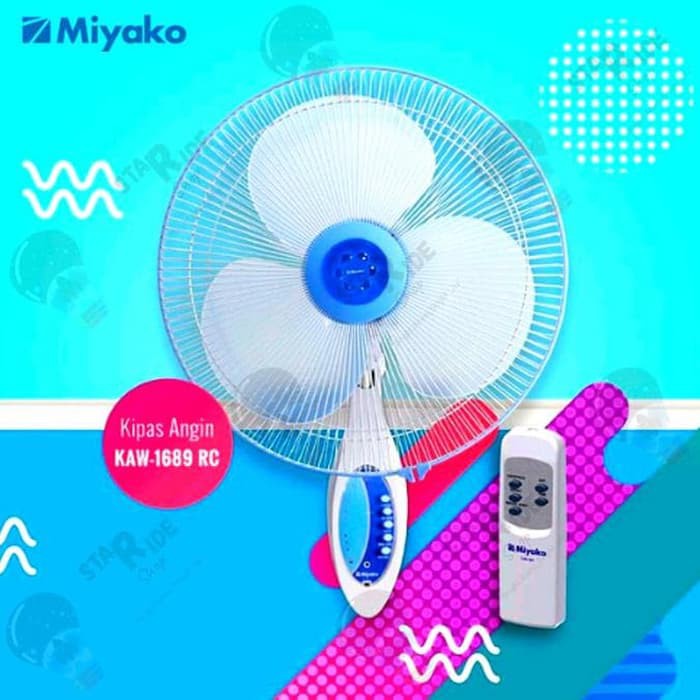 Kipas Angin Dinding / Wall Fan MIYAKO KAW-1689 (KAW 1689) RC Remote angin segar