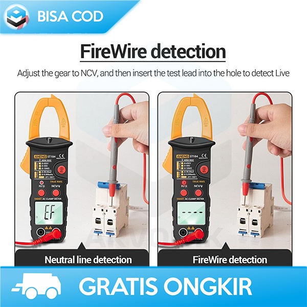 TESTER DIGITAL MULTIMETER ANENG 6000 COUNT FIREWIRE DETECTION ST184