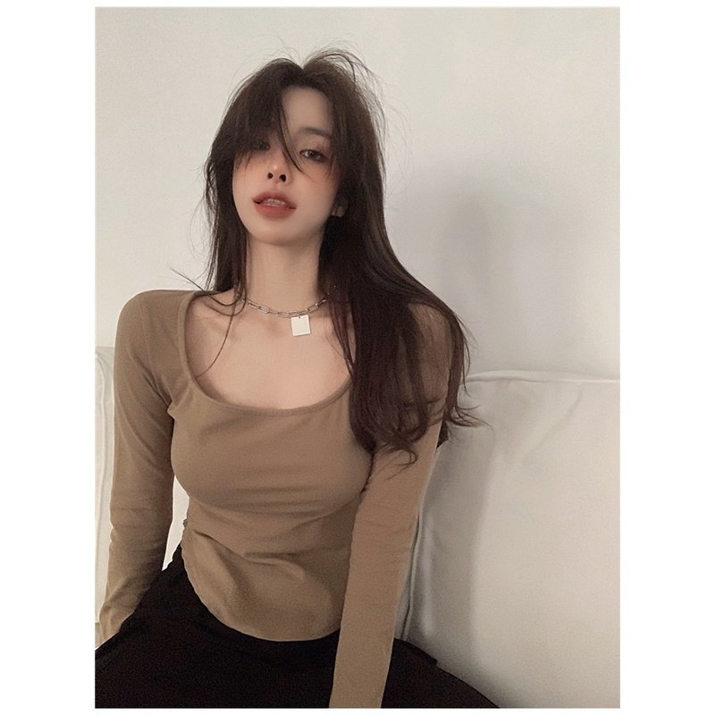 korean style atasan wanita korean style Crop Top T-shirts lengan panjang kasual import blouse baju atasan wanita