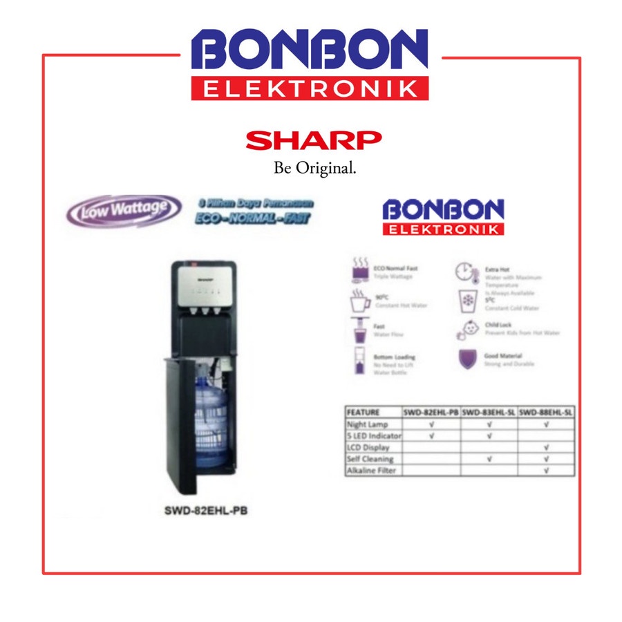 Sharp Dispenser Galon Bawah SWD-82EHL-PB / SWD82EHL (Night Lamp)