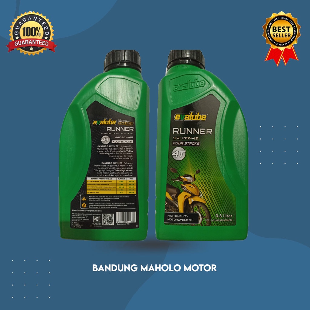 Oli mesin motor bebek Evalube 4t.
