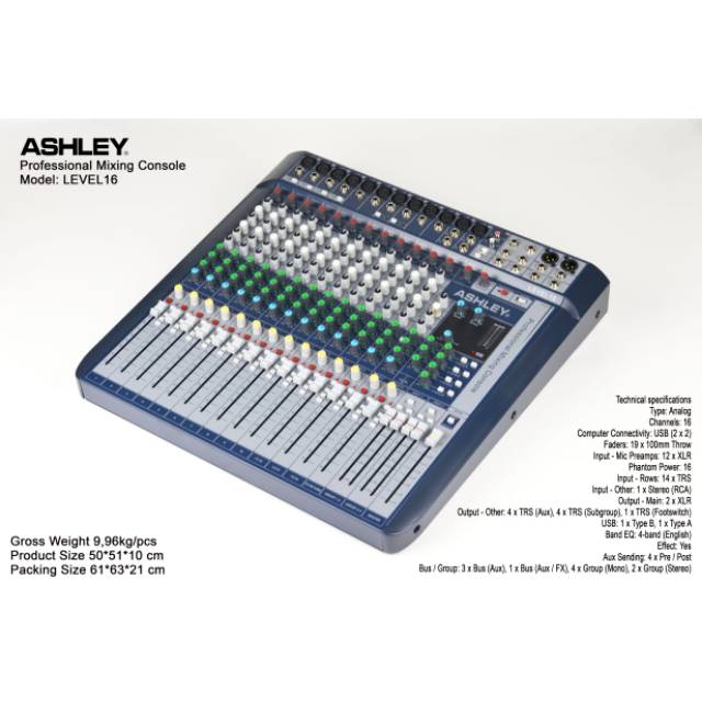 MIXER AUDIO ASHLEY LEVEL 16 ( 16 CHANNEL ) ORIGINAL