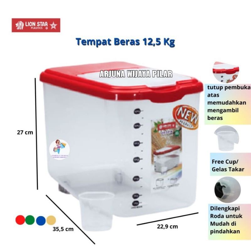 RICE BOX Lion Star / Tempat Beras Oriza Rice Box 6.5 Kg dan 12 kg (TUTUP RANDOM)  +BUBLEWRAP