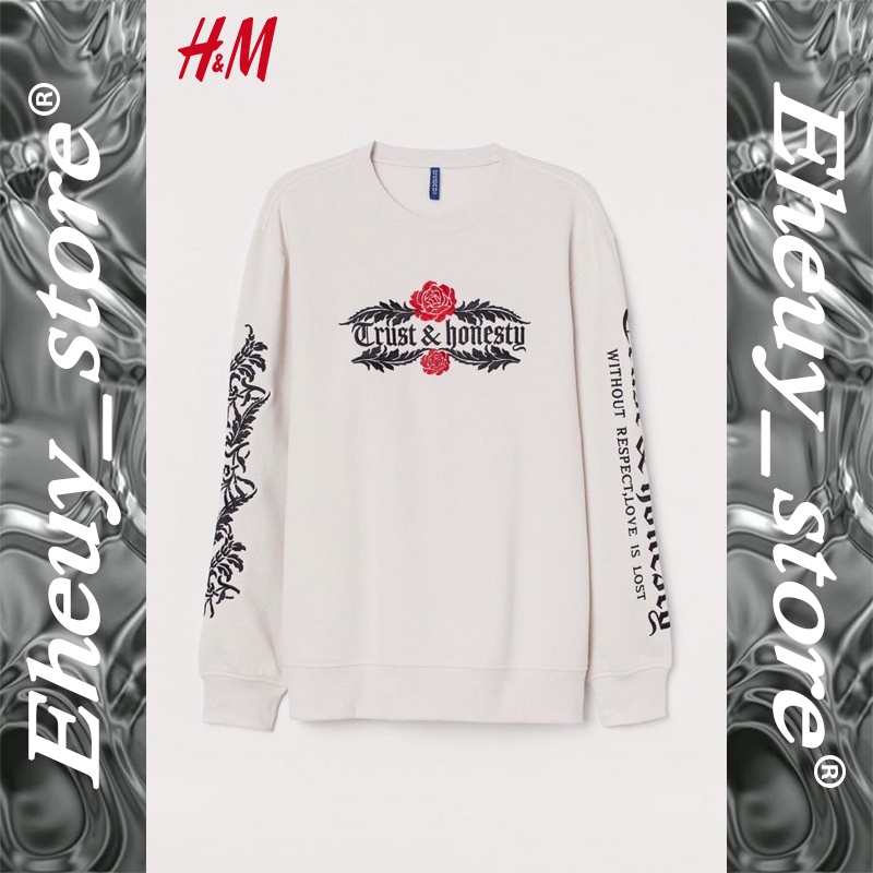 Crewneck H&amp;M ILLINOIS FANTASTIQUE TRUST HONESTY LIVE WITH PURPOSE CREWNECK H&amp;M CREAM SWEATER H&amp;M ORI