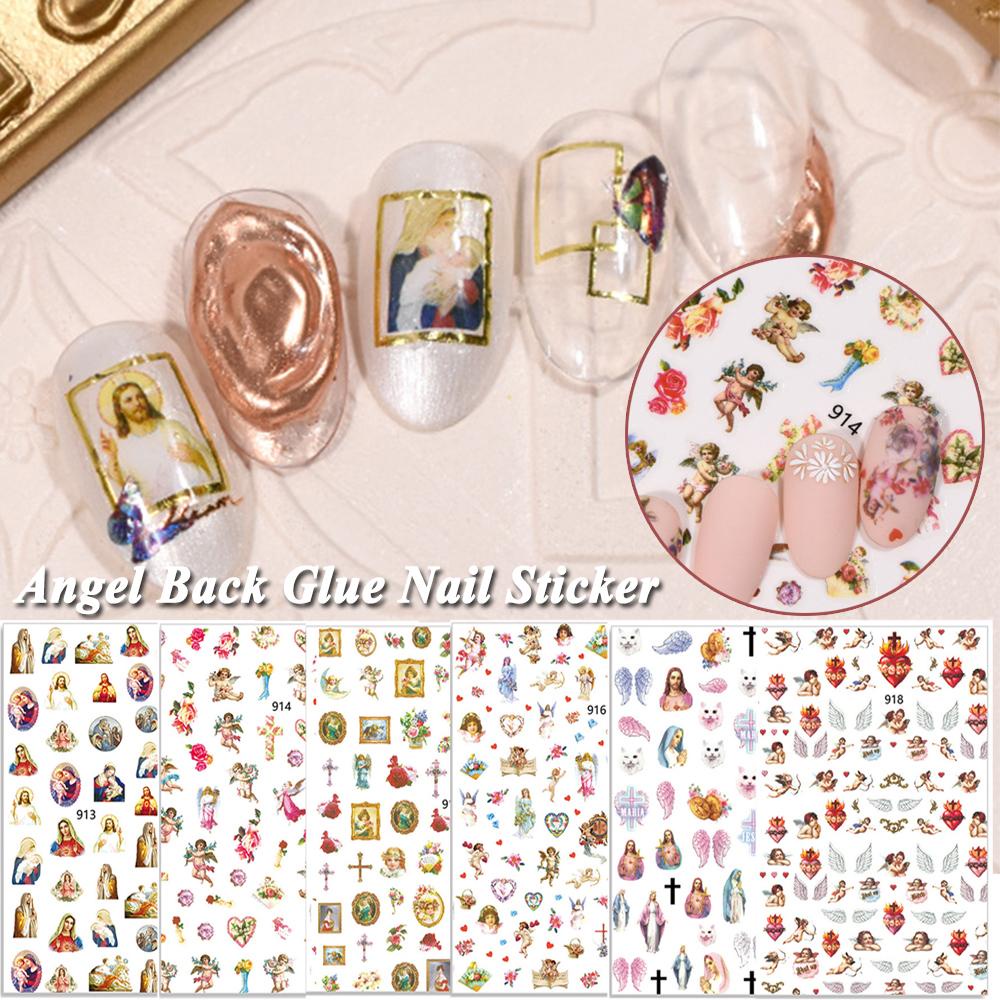 Agustina Angel Stiker Kuku 3D Self Adhesive Bunga Kembali Lem Cupid Mary Nail Art Dekorasi