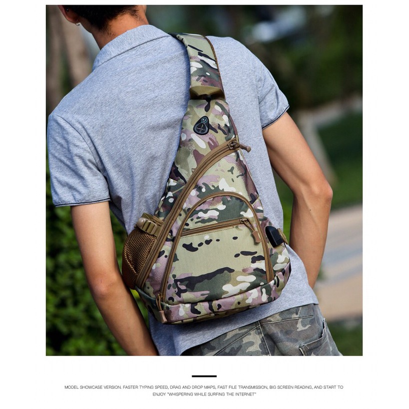 Tas Selempang Pria Tas Slempang Outdoor Army Usb 6039