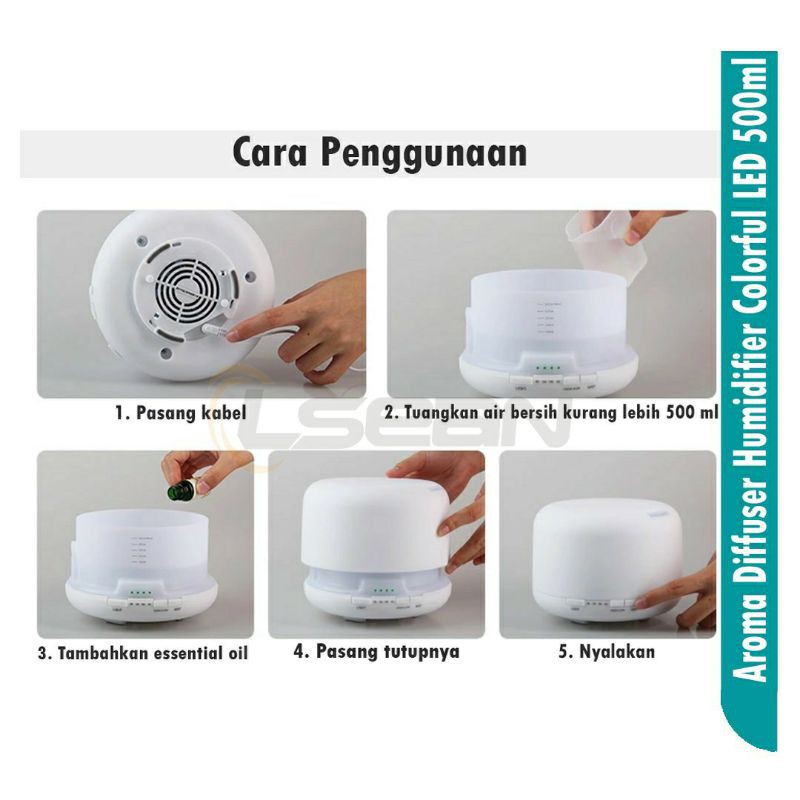 Humidifier |Diffuser Air 500ml dengan / tanpa remote