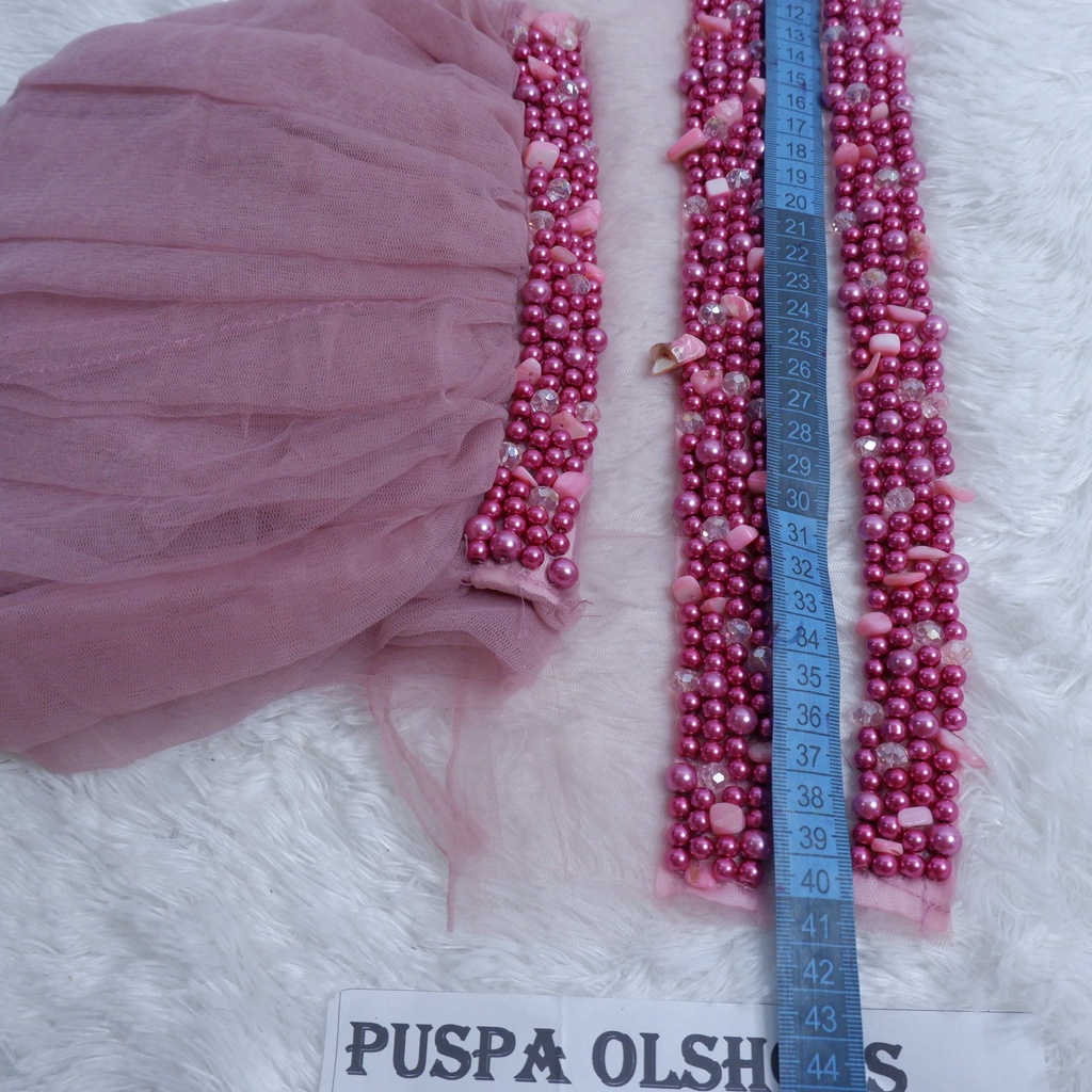 Set Veil Mutiara Susun Slayer Mutiara Susun dusty pink-baby pink