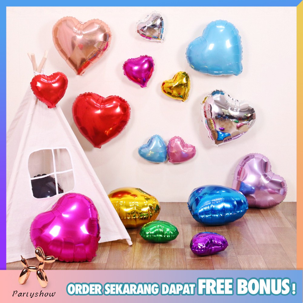 Bentuk hati Balon Pentagram Foil dekorasi ulang tahun Bentuk hati Balon Pentagram Foil dekorasi ulang tahun