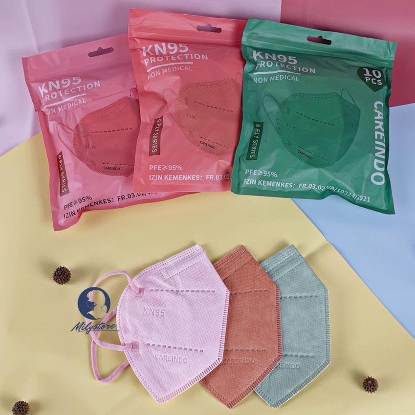 MASKER KN95 WARNA isi 10 5 - 6 ply  Mouson Careion Careindo KN 95