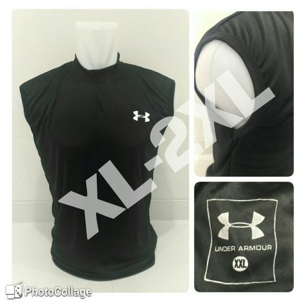 Promo SINGLET MANSET   BASELAYER   GYM UNDER ARMOUR BLACK BIG SIZE Berkualitas