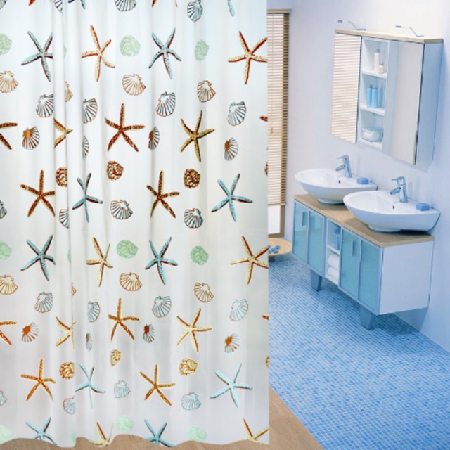 Shower curtain with PEVA material bonus Hook / tirai kamar mandi