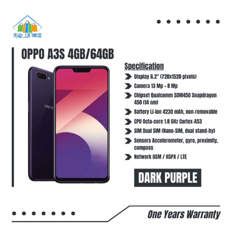 OPPO A3S 6GB/128GB GARANSI 1 TAHUN