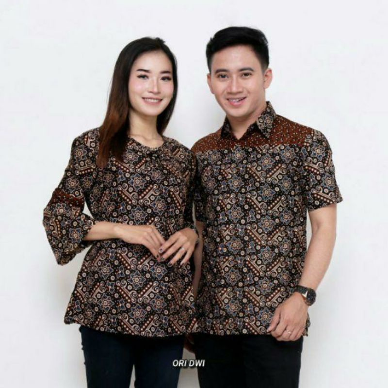 READY NEW COUPLE BLUS BATIK KEMEJA BATIK PRIA LENGAN PENDEK MOTIF MATARAM