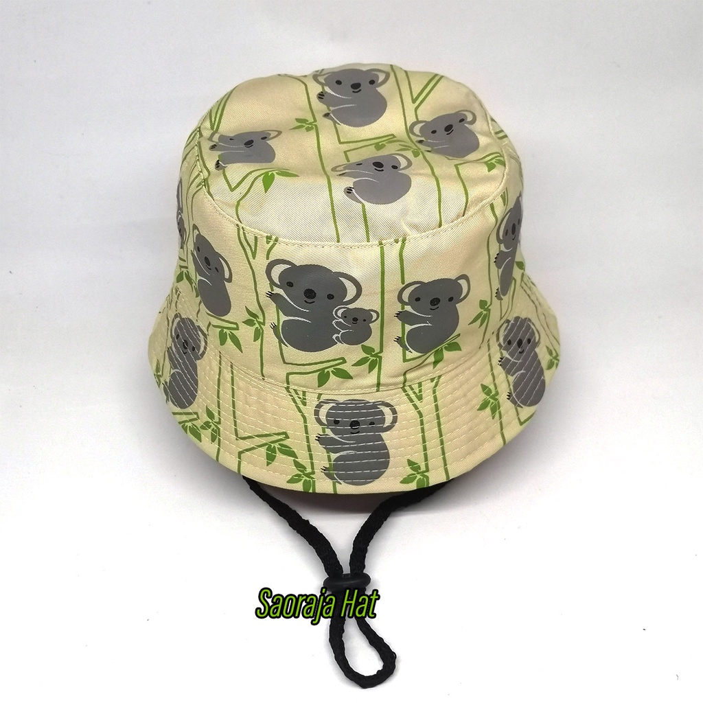 Topi Bucket Hat Anak 3-12 tahun Motif Koala Pakai Tali dan Stopper